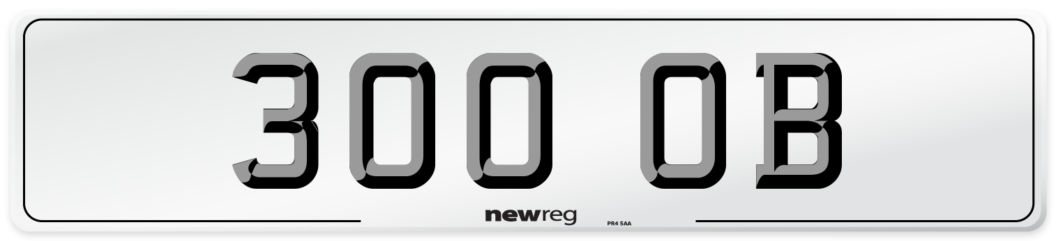 300 OB Number Plate from New Reg